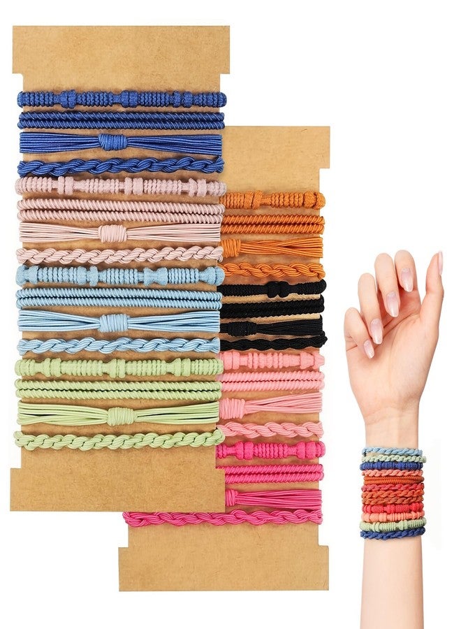 FLATRI 32Pcs Boho Bracelet Hair Ties, No Damage Elastic Bracelets, Brownsoft Hair Ties Accessories for Girls and Women Cute Bands for Thick or Thin Hair - Image 1